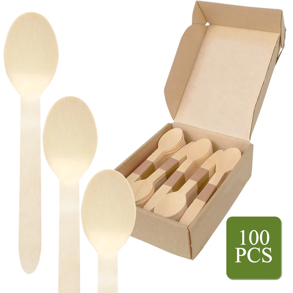 Disposable Wooden Cutlery Set Premium Eco-Friendly Tableware for Outdoor Camping Picnics Casual Dining