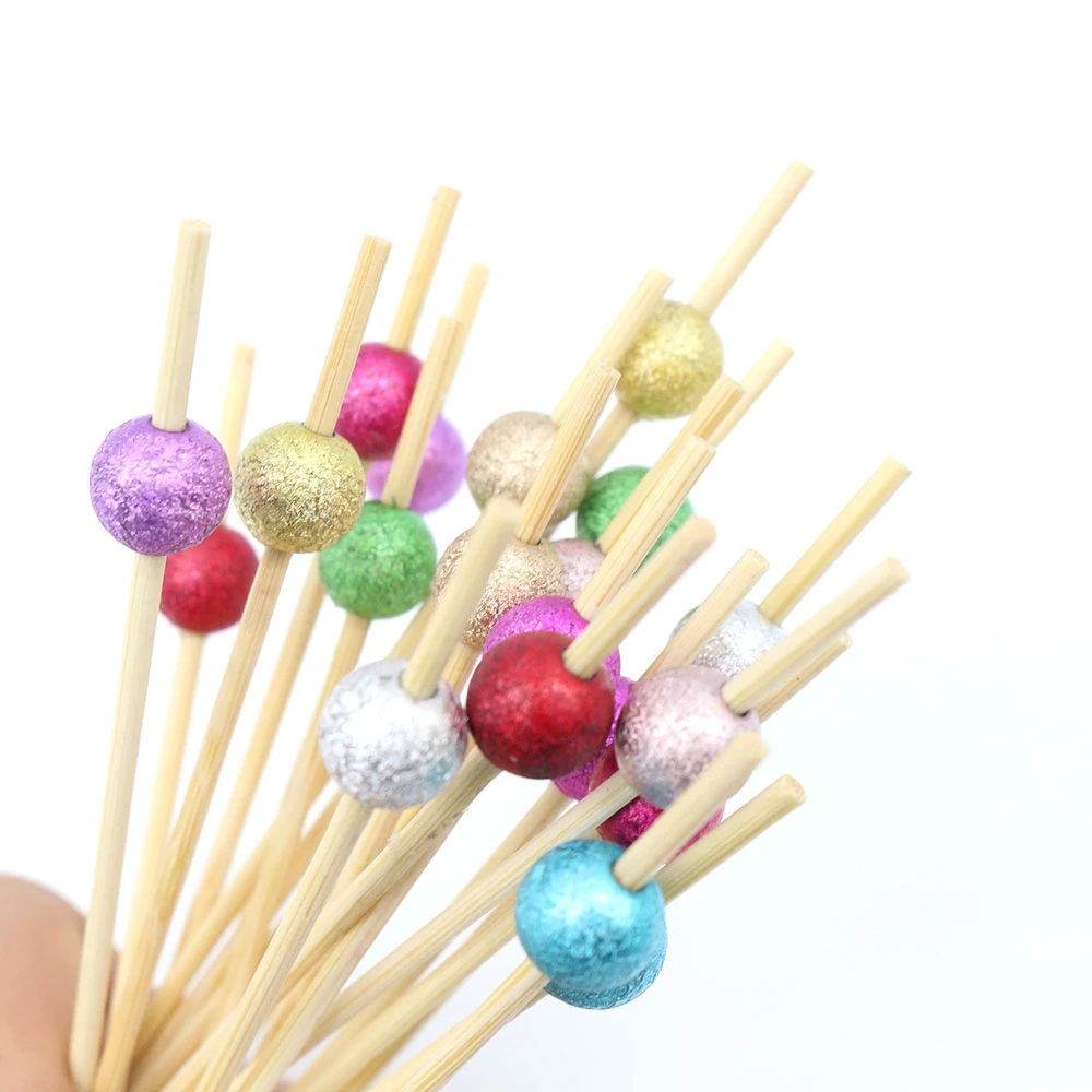 Frosted Pearl Handmade Bamboo Cocktail Picks Fancy Picks Fork