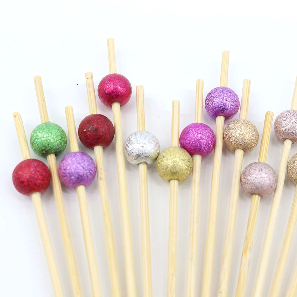 Frosted Pearl Handmade Bamboo Cocktail Picks Fancy Picks Fork