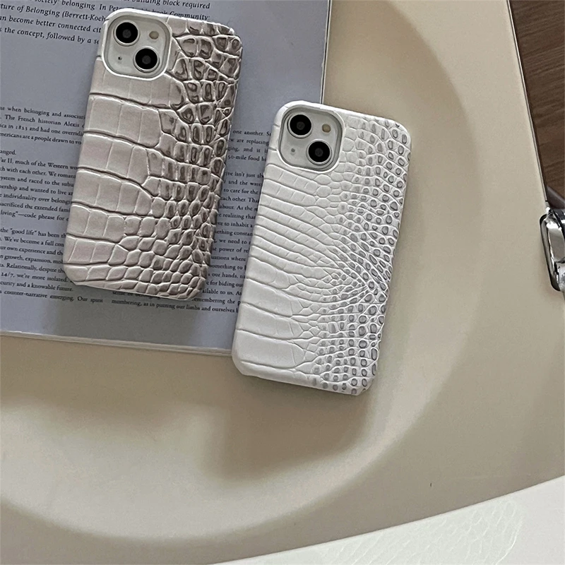 For iPhone Luxury Crocodile Texture Phone Case Soft Back Full Cover