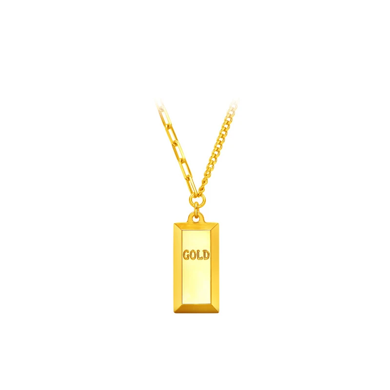 ING small gold brick small gold bar pure gold necklace pendant 10.39g