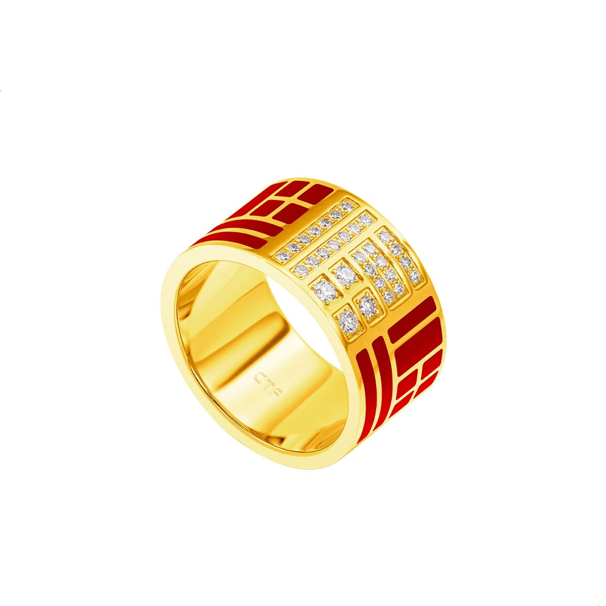 Exquisite Gold Ring Inlaid with Sparkling Diamonds