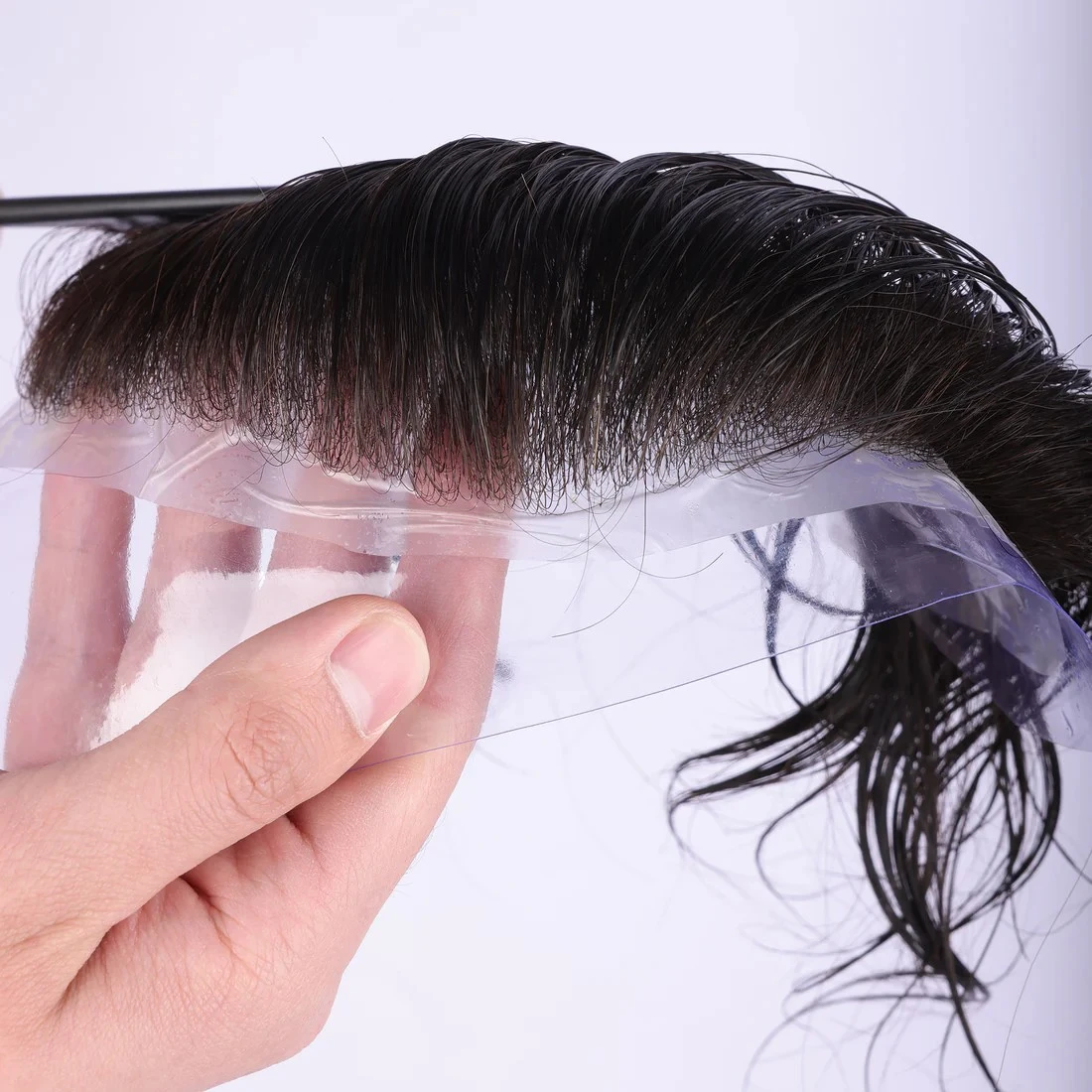 100% Human Hair Nature color Super Soft V-loop Thin Skin PU Base Hairpiece Topper