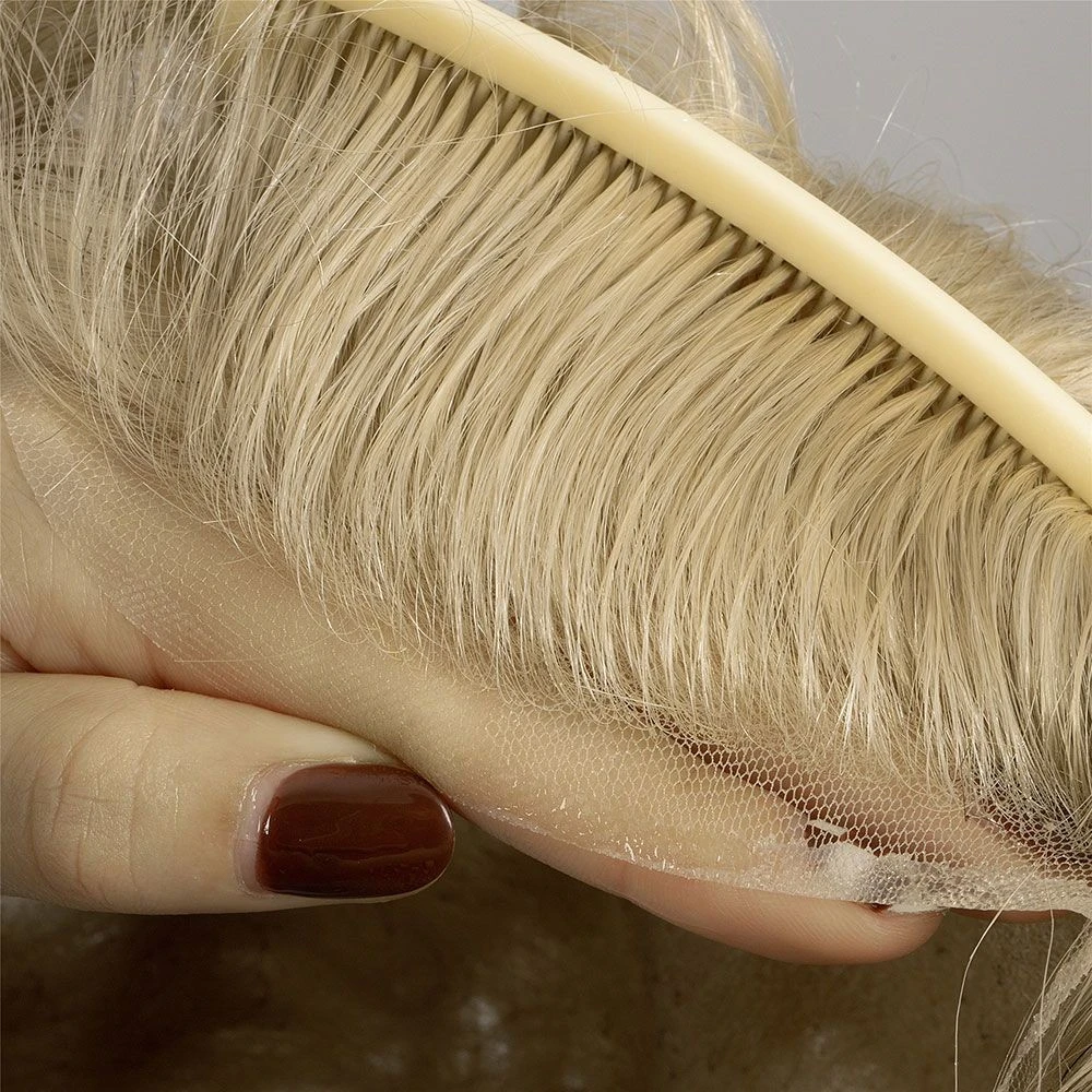 100% Human Hair Full French Lace Base Blonde Color #613 Toupee For Men