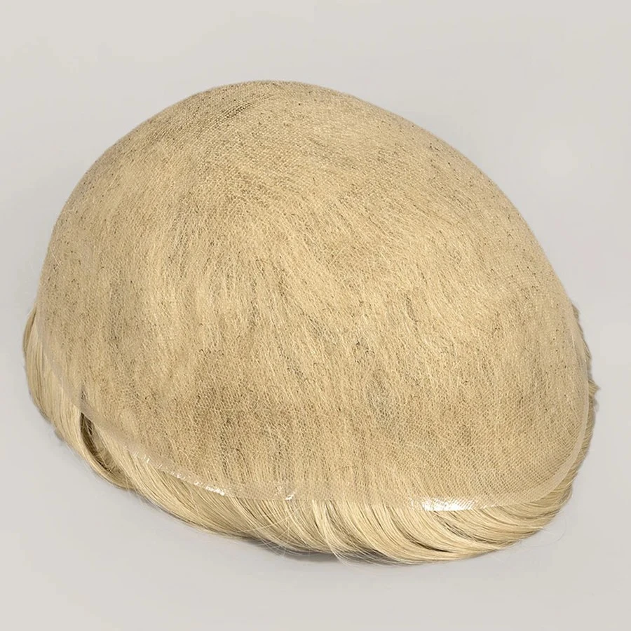 100% Human Hair Full French Lace Base Blonde Color #613 Toupee For Men