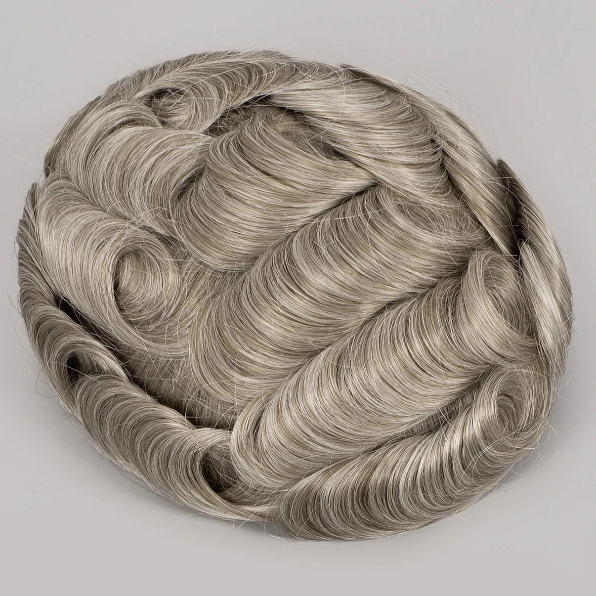 100% Human Hair Full Lace Base Color #1760 Light Brown with 60% Grey Hair Toupee For Men