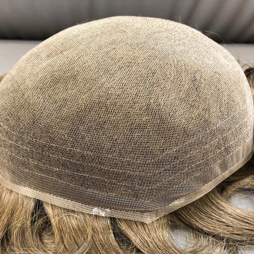 100% Virgin European Hair Full Lace Base #18 Dark Blond Men Hair Pieces