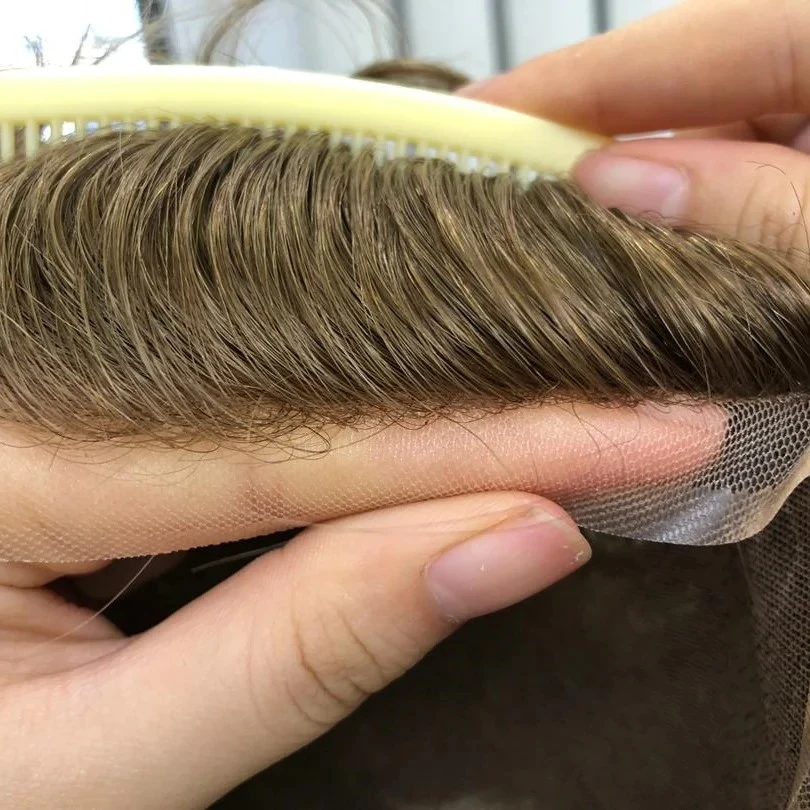 100% Virgin European Hair Full Lace Base #18 Dark Blond Men Hair Pieces