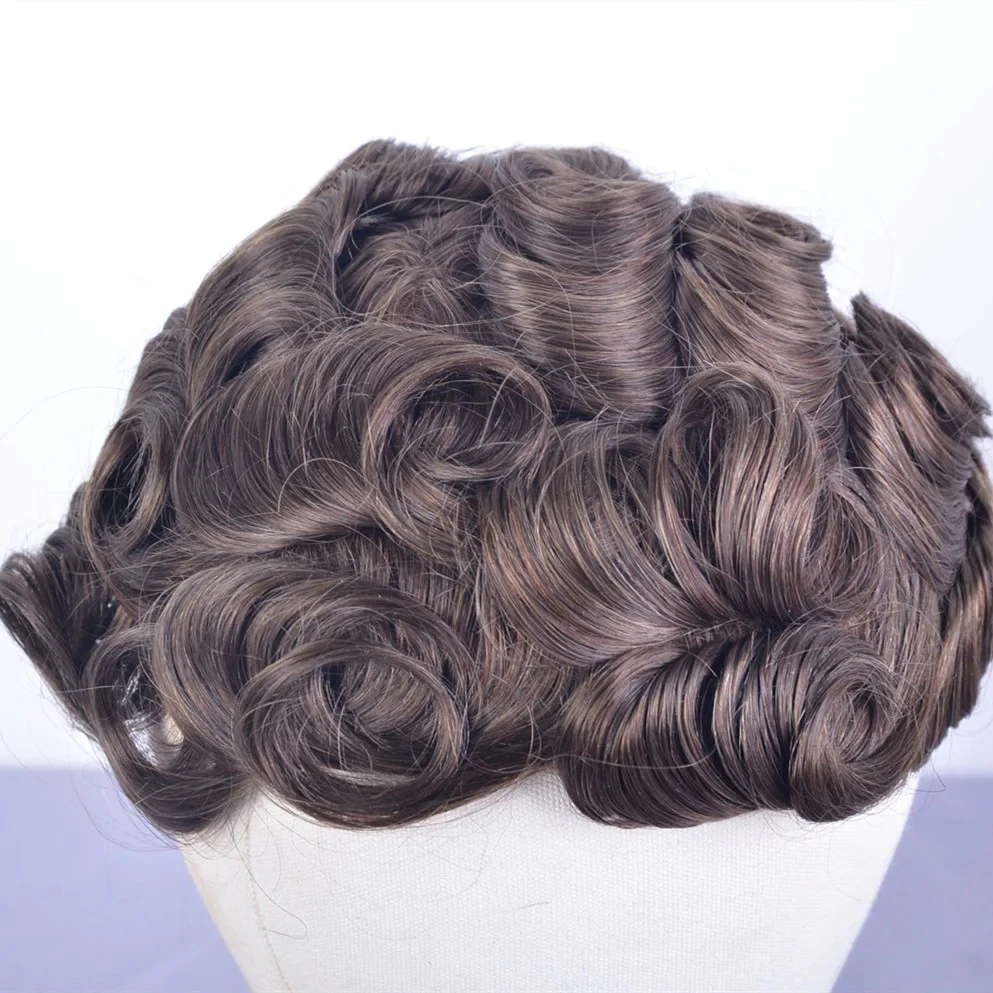 100% Human Hair European Hair Full Lace Base Light Brown Color #4 Hair Systems