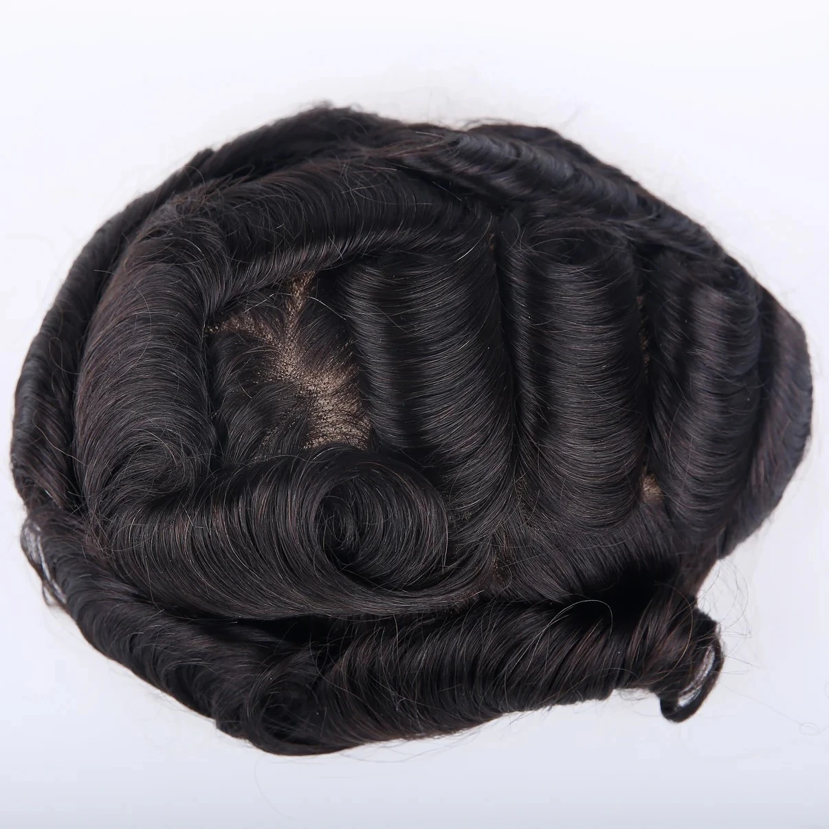 100% Human Hair European Virgin Hair Nature Color 1B French Lace 02 Base Men Toupee
