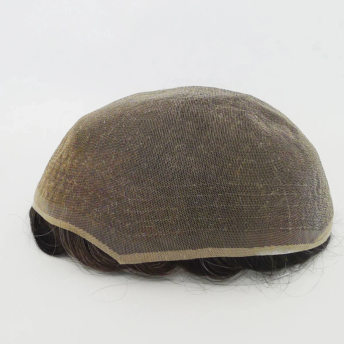 100% Human Hair Full Lace Toupee Natural Color With 20% Grey Hair System