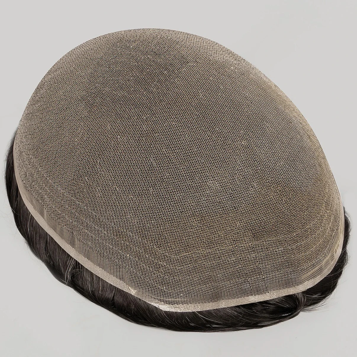 100% Human Hair Full Lace Toupee Natural Color With 10% Grey Hair System