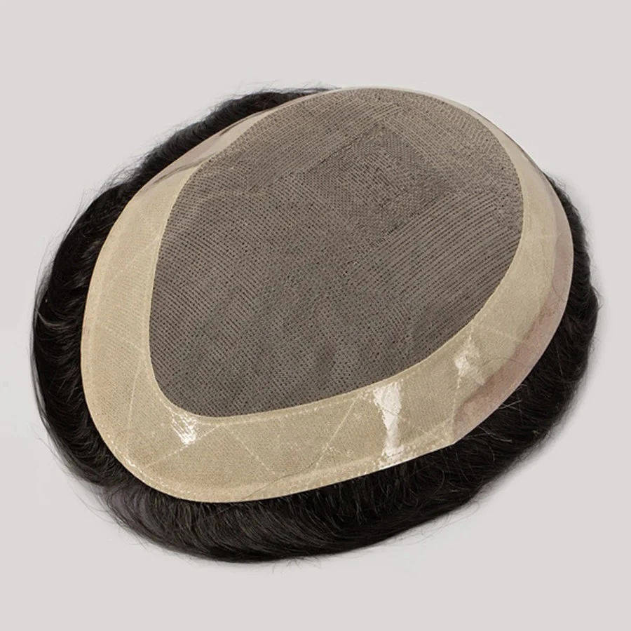 100% Human Hair Mono Top With PU Around Natural Color Hair Systems