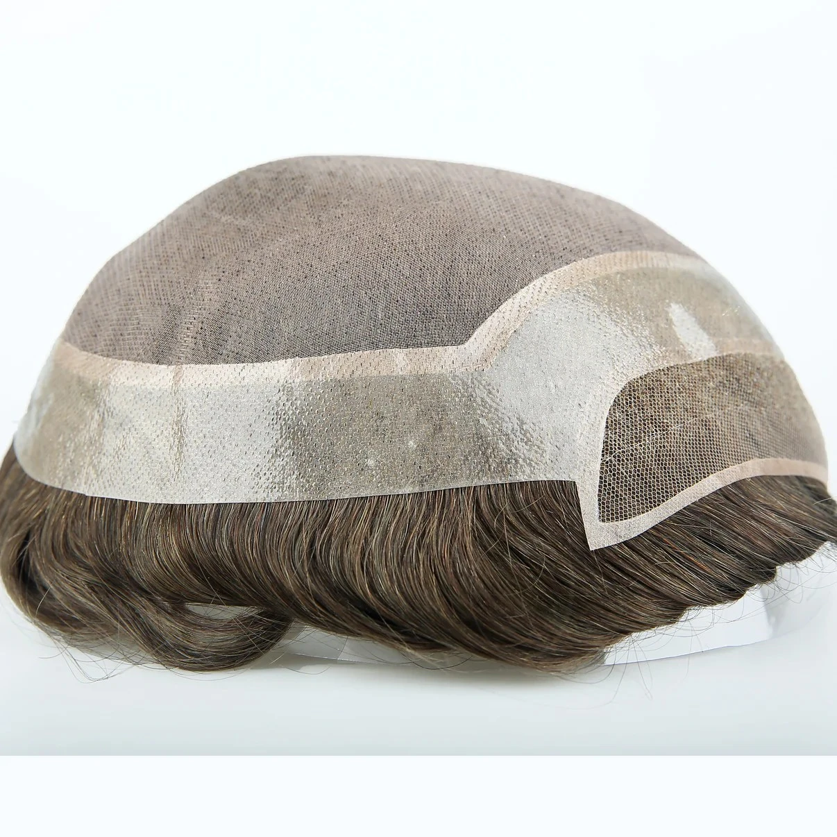 European Hair Lace Front Mono Top Clear PU Around Brown Men Wigs