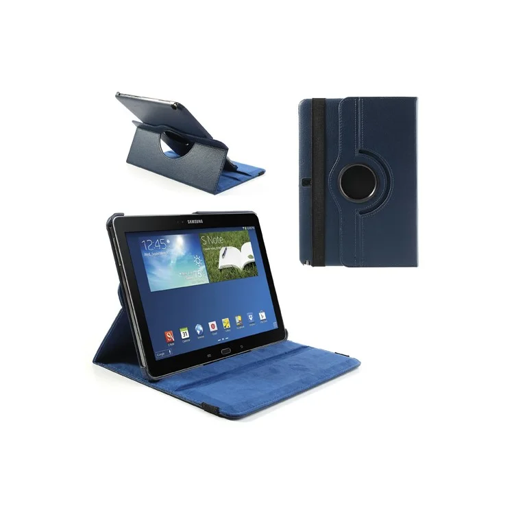 360 Rotary Litchi Grain Leather Cover w /  Stand for Samsung Galaxy Note 10.1 (2014 Edition) SM-P600 - Black-Cellmalls