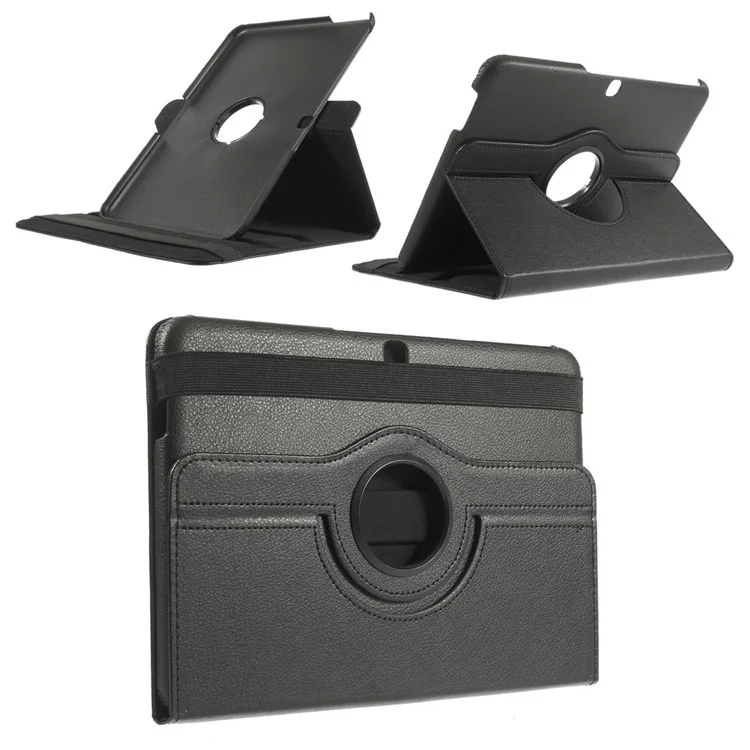 Black Litchi Leather 360 Degree Rotary Stand Case for Samsung Galaxy Tab 4 10.1 T531 T530 T535-Cellmalls