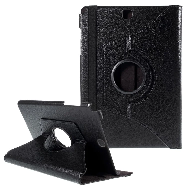 For Samsung Galaxy Tab A 9.7 T550 T555 Lychee Litchi Leather Cover with Rotary Stand - Black-Cellmalls