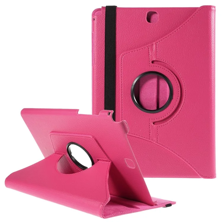 For Samsung Galaxy Tab A 9.7 T550 T555 Lychee Litchi Leather Cover with Rotary Stand - Black-Cellmalls