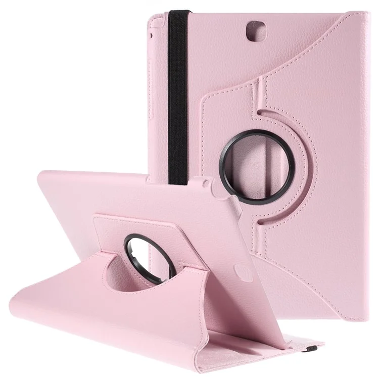 For Samsung Galaxy Tab A 9.7 T550 T555 Lychee Litchi Leather Cover with Rotary Stand - Black-Cellmalls