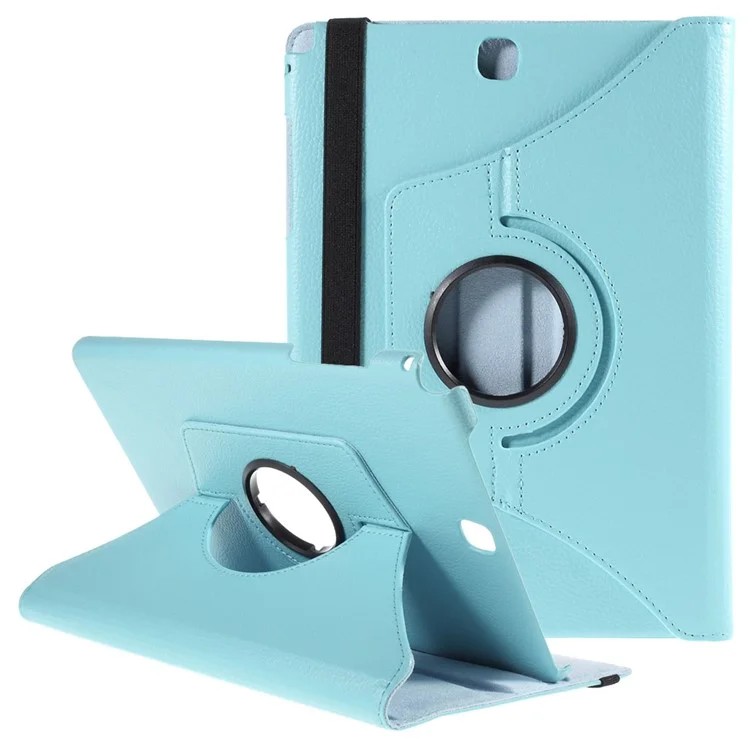 For Samsung Galaxy Tab A 9.7 T550 T555 Lychee Litchi Leather Cover with Rotary Stand - Black-Cellmalls