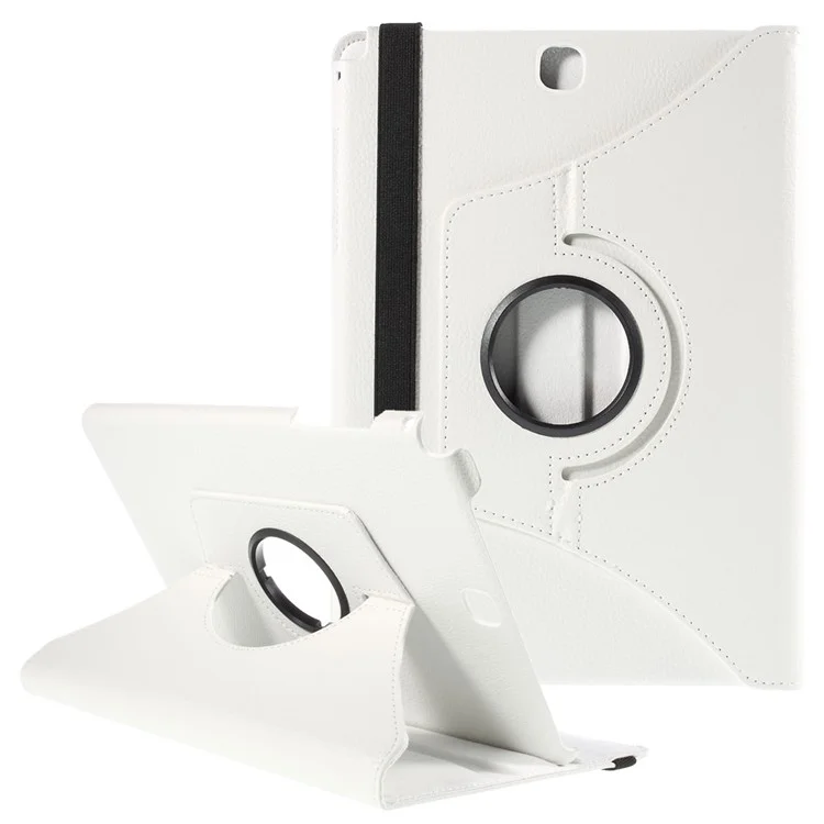 For Samsung Galaxy Tab A 9.7 T550 T555 Lychee Litchi Leather Cover with Rotary Stand - Black-Cellmalls