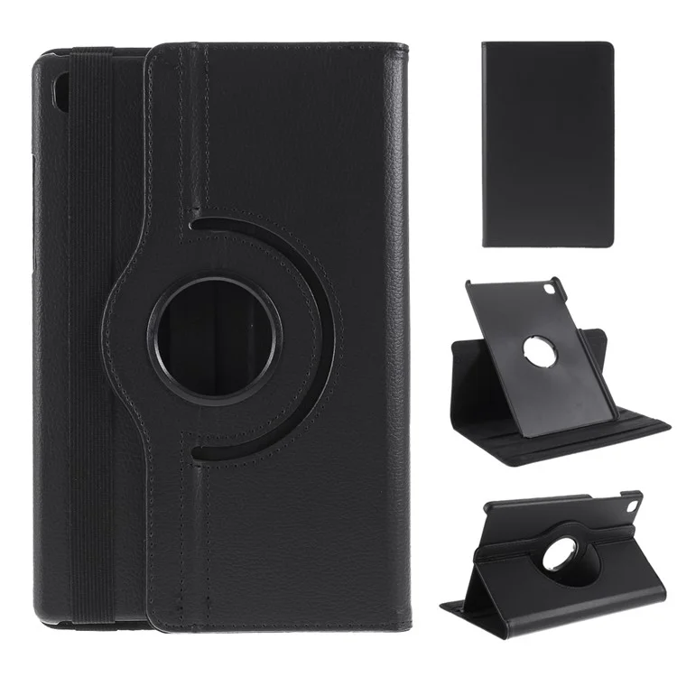 Middle Hollow on the back Leather Case with 360-Degree Rotating Stand + Elastic Fasten Band for Samsung Galaxy Tab A7 10.4 (2020) / (2022) - Black-Cellmalls