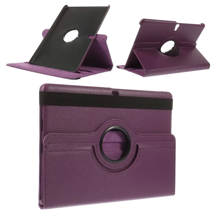 Rotary Stand Litchi Grain Smart Leather Cover for Samsung Galaxy Tab S 10.5 T800 T805 - Black-Cellmalls
