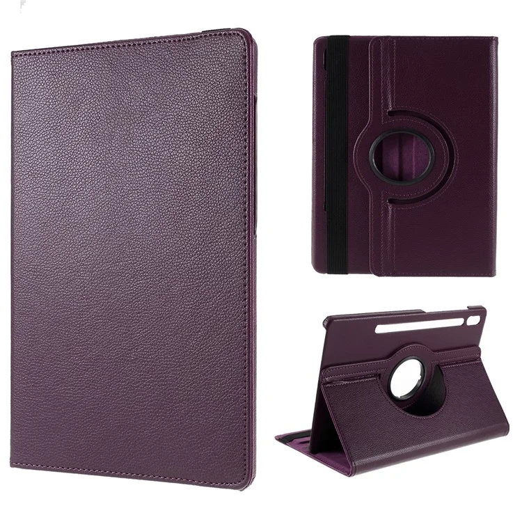 Litchi Texture Leather Case with Rotating Stand Cover for Samsung Galaxy Tab S10 FE / S10 / S9 FE / S9 / S8 / S7 SM-T870 T875 - Purple-Cellmalls