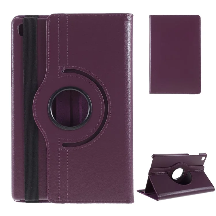 Middle Hollow on the back Leather Case with 360-Degree Rotating Stand + Elastic Fasten Band for Samsung Galaxy Tab A7 10.4 (2020) / (2022) - Black-Cellmalls