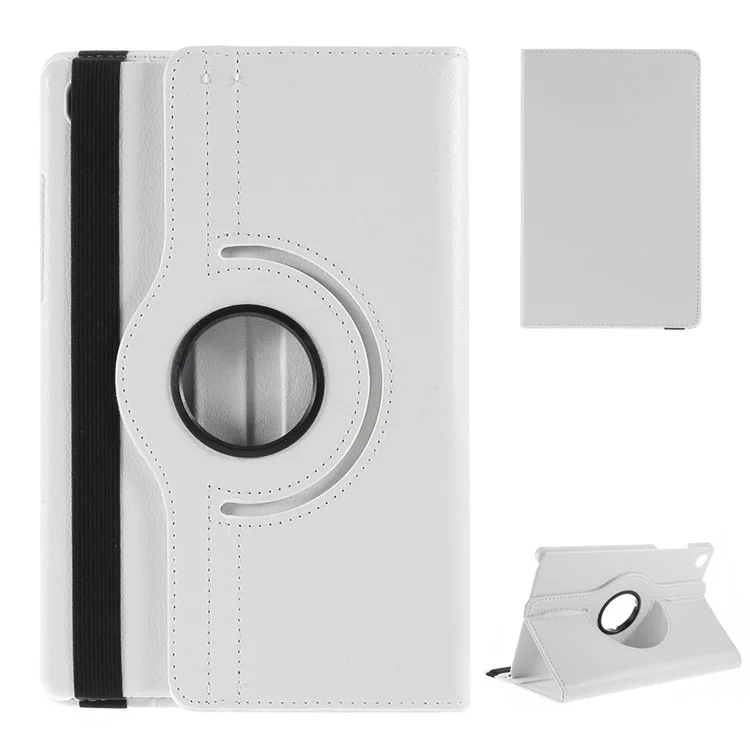 Middle Hollow on the back Leather Case with 360-Degree Rotating Stand + Elastic Fasten Band for Samsung Galaxy Tab A7 10.4 (2020) / (2022) - Black-Cellmalls