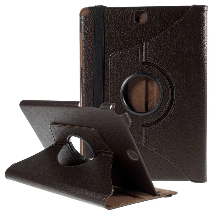 For Samsung Galaxy Tab A 9.7 T550 T555 Lychee Litchi Leather Cover with Rotary Stand - Black-Cellmalls
