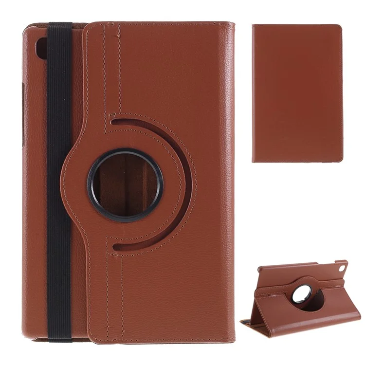 Middle Hollow on the back Leather Case with 360-Degree Rotating Stand + Elastic Fasten Band for Samsung Galaxy Tab A7 10.4 (2020) / (2022) - Black-Cellmalls