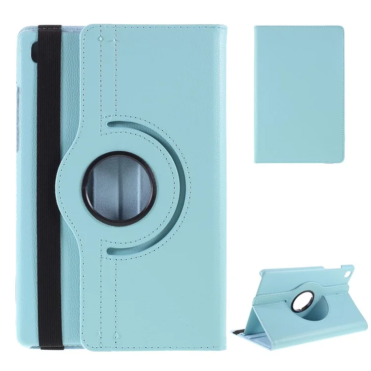 Middle Hollow on the back Leather Case with 360-Degree Rotating Stand + Elastic Fasten Band for Samsung Galaxy Tab A7 10.4 (2020) / (2022) - Black-Cellmalls