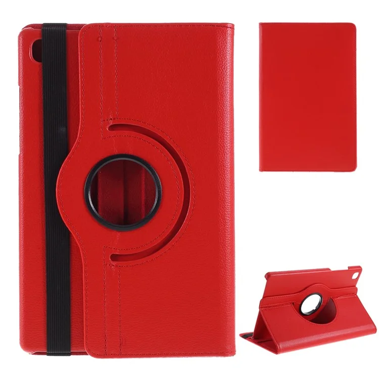 Middle Hollow on the back Leather Case with 360-Degree Rotating Stand + Elastic Fasten Band for Samsung Galaxy Tab A7 10.4 (2020) / (2022) - Black-Cellmalls