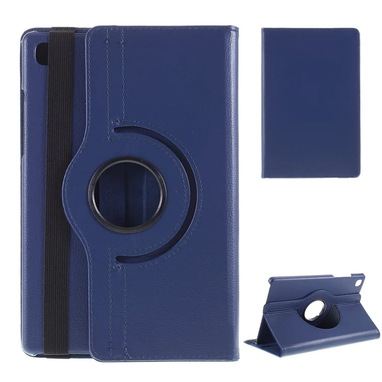 Middle Hollow on the back Leather Case with 360-Degree Rotating Stand + Elastic Fasten Band for Samsung Galaxy Tab A7 10.4 (2020) / (2022) - Black-Cellmalls