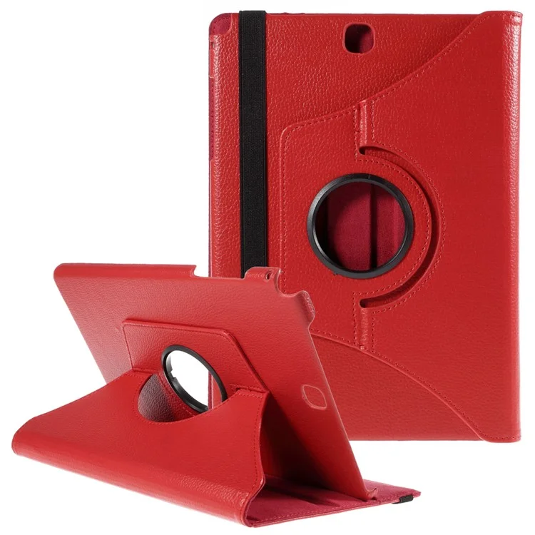 For Samsung Galaxy Tab A 9.7 T550 T555 Lychee Litchi Leather Cover with Rotary Stand - Black-Cellmalls