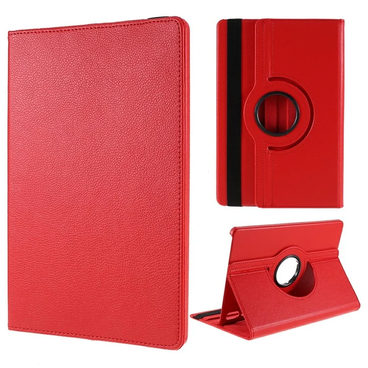 For Samsung Galaxy Tab S10 FE+ Case Rotating Stand PU Leather + PC Tablet Cover with Elastic Band - Red-Cellmalls