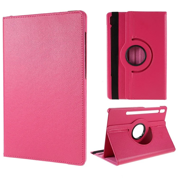 For Samsung Galaxy Tab S10 FE+ Case Rotating Stand PU Leather + PC Tablet Cover with Elastic Band - Red-Cellmalls