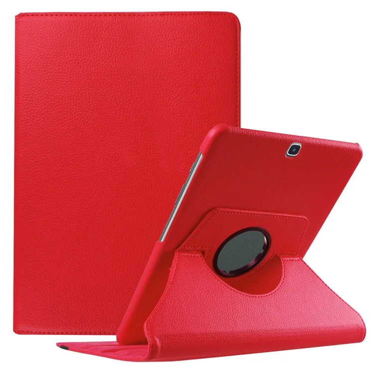 For Samsung Galaxy Tab S2 9.7 Lychee Litchi Grain Leather Rotary Stand Cover - Black-Cellmalls