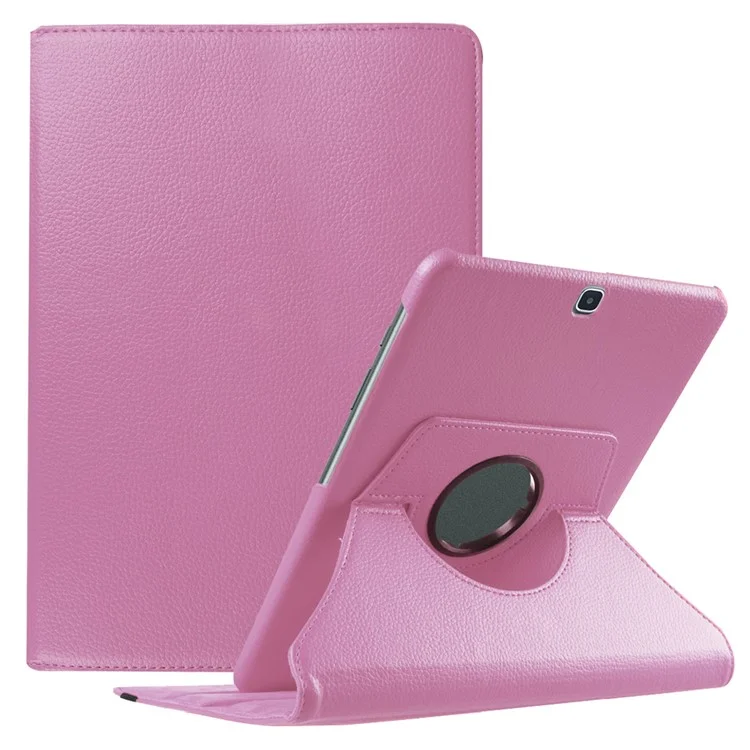 For Samsung Galaxy Tab S2 9.7 Lychee Litchi Grain Leather Rotary Stand Cover - Black-Cellmalls