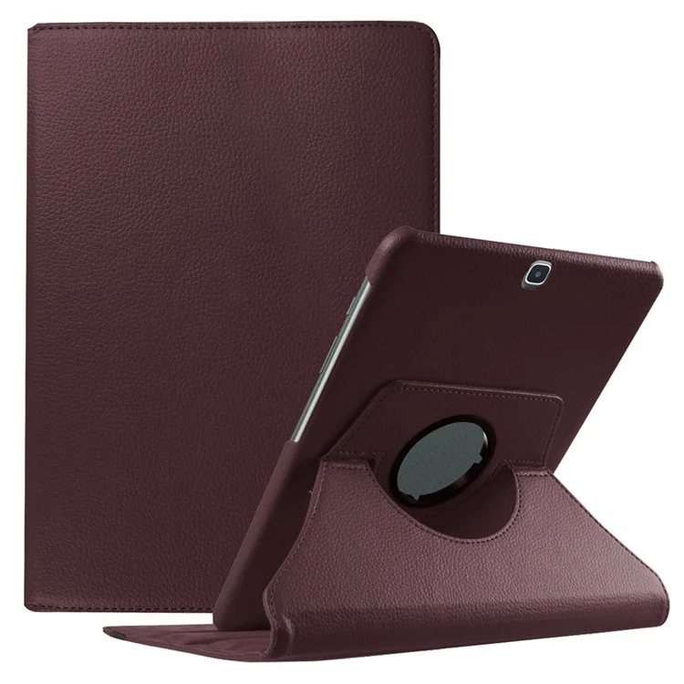 For Samsung Galaxy Tab S2 9.7 Lychee Litchi Grain Leather Rotary Stand Cover - Black-Cellmalls