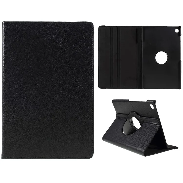 Litchi Texture 360° Swivel Stand Leather Case for Samsung Galaxy Tab S6 Lite (2020) P610 P615 / (2022) / (2024) - Black-Cellmalls