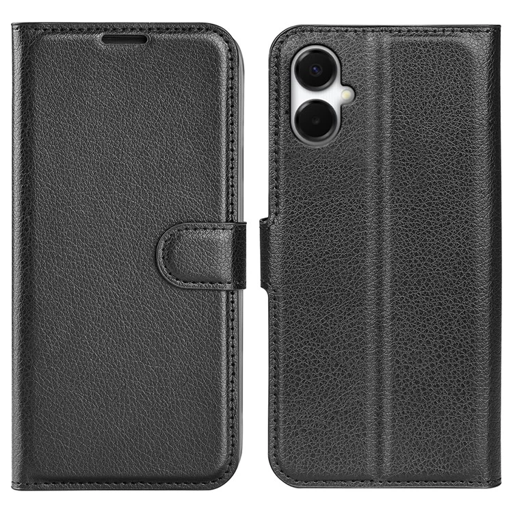 For Samsung Galaxy A06 5G Case Litchi Texture Shockproof Leather Wallet Phone Cover - Black-Cellmalls