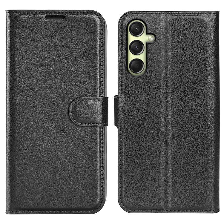 For Samsung Galaxy A16 5G / A16 4G Case Litchi Texture Shockproof Leather Wallet Phone Cover - Black-Cellmalls