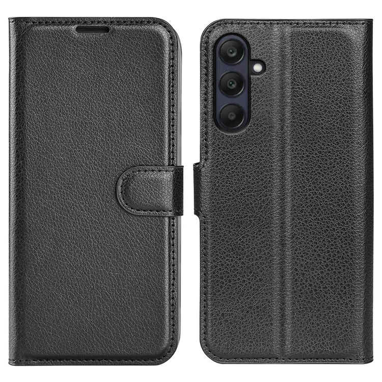 For Samsung Galaxy A26 5G Case Litchi Texture Shockproof Leather Wallet Phone Cover - Black-Cellmalls