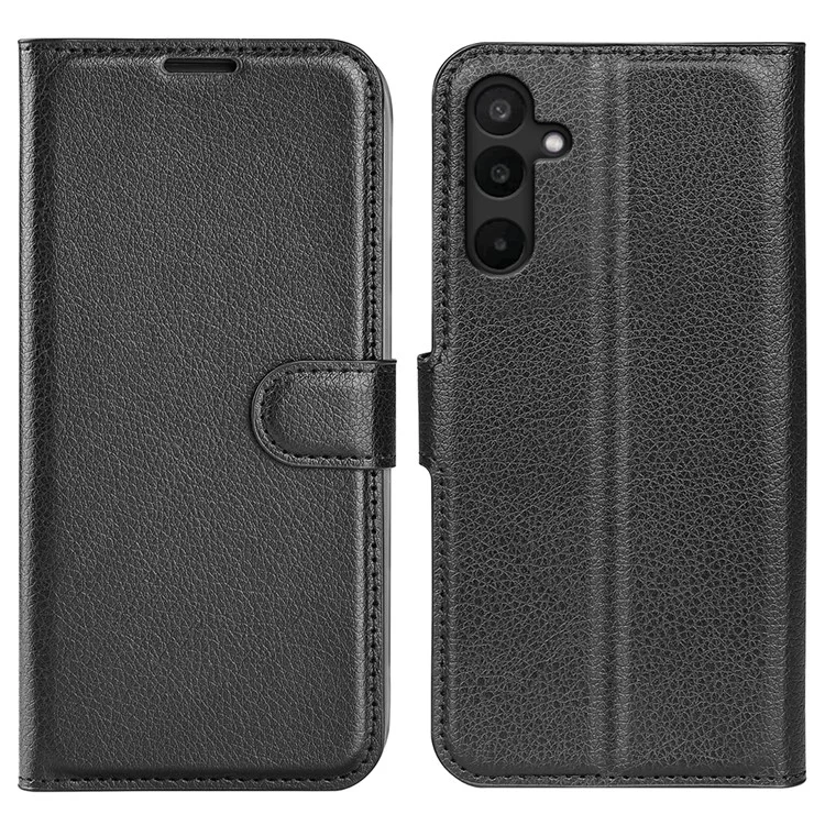 For Samsung Galaxy M16 5G Case Litchi Texture Shockproof Leather Wallet Phone Cover - Black-Cellmalls