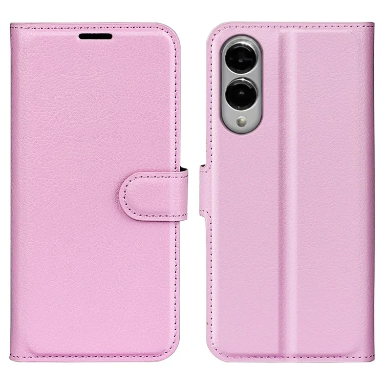 For Samsung Galaxy S25 Edge Case Litchi Texture Shockproof Leather Wallet Phone Cover - Black-Cellmalls