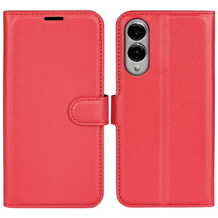 For Samsung Galaxy S25 Edge Case Litchi Texture Shockproof Leather Wallet Phone Cover - Black-Cellmalls