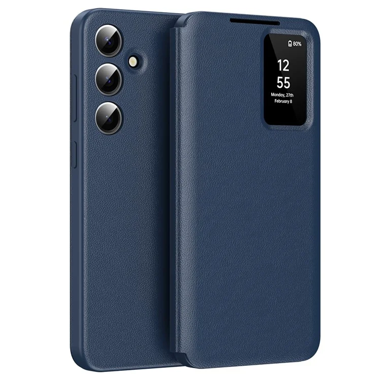 For Samsung Galaxy A55 5G Case with Card Holder Smart View Window Leather Phone Cover - Sapphire-Cellmalls