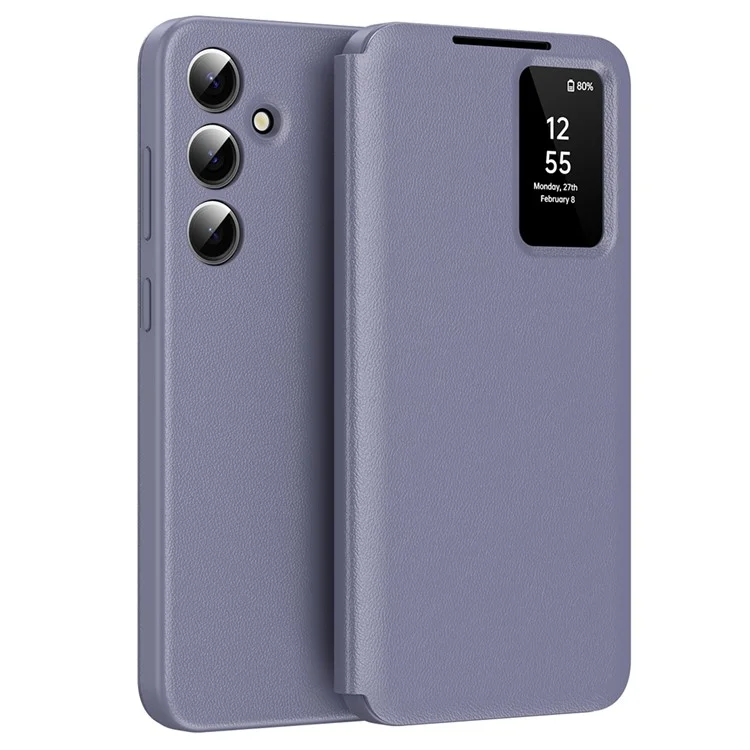 For Samsung Galaxy A55 5G Case with Card Holder Smart View Window Leather Phone Cover - Sapphire-Cellmalls
